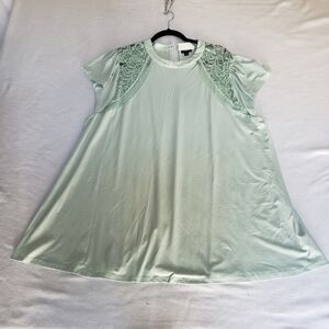 Mint Green Lace Accent Women's Top